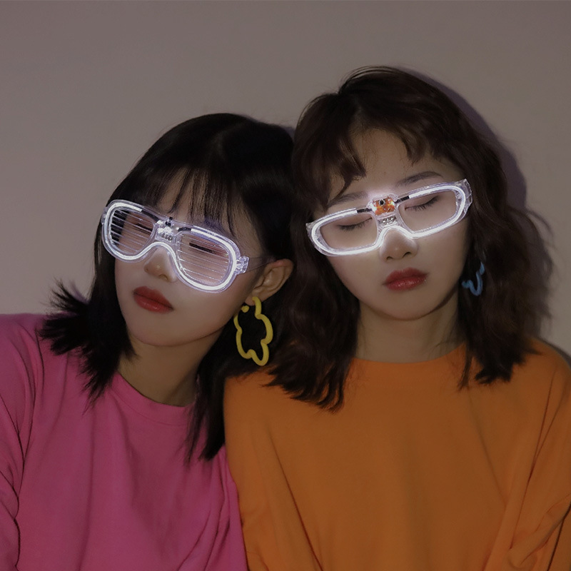 创意潮三挡闪光发光眼镜 科技感酒吧蹦迪party凹造型音乐节眼镜