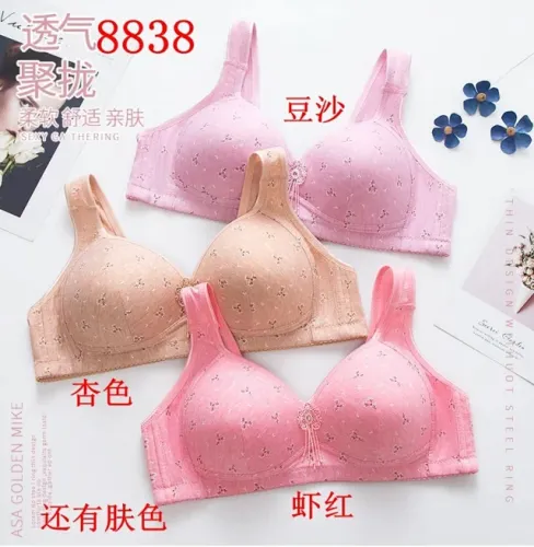 Vest Underwear without Steel Ring massage Floating-Point Cup Bra Embroidered Chicken Heart Widened High Elastic Shoulder Strap Three Breasted