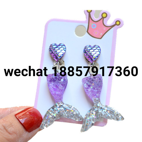 New girl princess lovely ear clip fish tail earrings manufacturers direct sales
