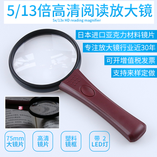 Star Source Factory 331S Acrylic Lens Handheld with LED Light Elderly Reading Children‘s Magnifying Glass