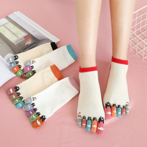 five-finger socks women‘s cute japanese short five-finger socks spring and autumn cotton socks