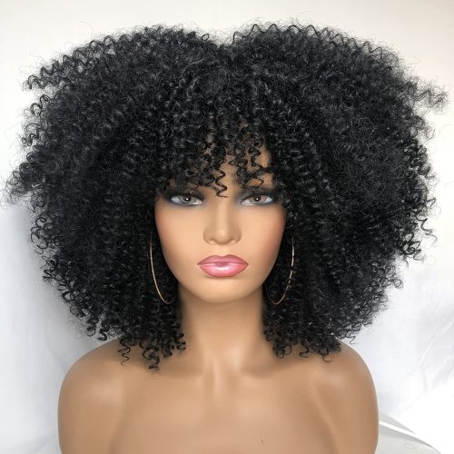 African Wig European and American Kinky Curly Wig Wigs with Small Curly Hair Female Hair Cover High-Temperature Fiber Chemical Fiber Wig