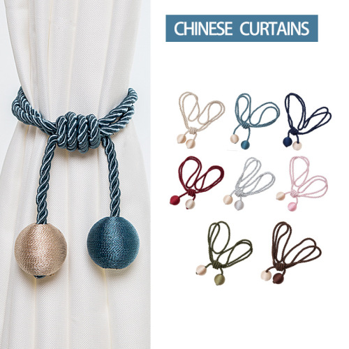 Curtain Hanging Ball Strap New Punch-Free Installation Palace Style Curtain Strap Wholesale Spot Cross-Border Supply 