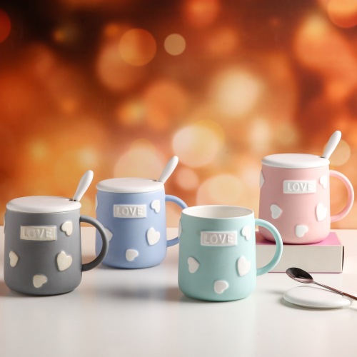ceramic cup love embossed mug advertising gift cup customized logo