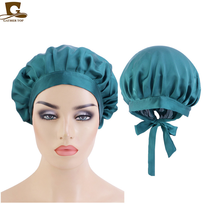 Amazon Satin Nightcap Artificial Silk Home Hat Pile Cap Ribb...