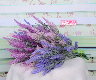 Artificial Flower Bunch of Flowers Lavender Artificial Flocking Pastoral Style Decoration Bunch of Flowers