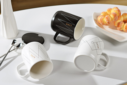 Nordic Ceramic Cup Line Black and White Mug Line Ceramic Cup Ceramic Wholesale Gift Ceramic Gift