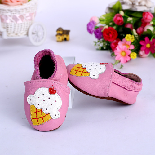 Taobao Hot Sale Baby‘s Shoes Ice Cream Cartoon Soft Bottom Toddler Shoes One Piece Dropshipping Wholesale Brand Cowhide Children‘s Shoes