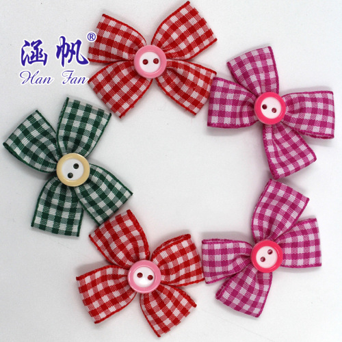 Plaid Bow Sticky Button Plaid Ribbon Stripe Band Handmade Clothing Video Bow Flower Seed