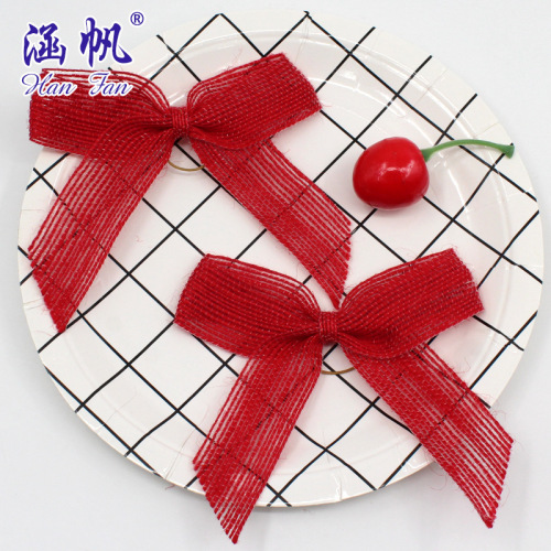 2cm red linen ribbon winding waist plus rubber band bow gift gift box clothing decoration factory direct sales