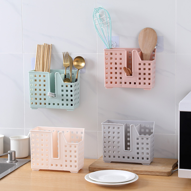 Kitchen Chopsticks Box Wall Hanging Hollow Drain Tableware Storage Box Household Spoon Storage Rack