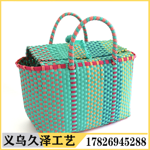 handbag summer fashion personalized portable plastic woven bag straw bag vegetable basket beach bag
