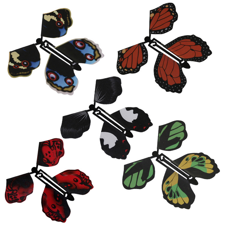 New Black Rubber Band Magic Butterfly Flying Butterfly Cocoon into Butterfly New Exotic Magic Prop T
