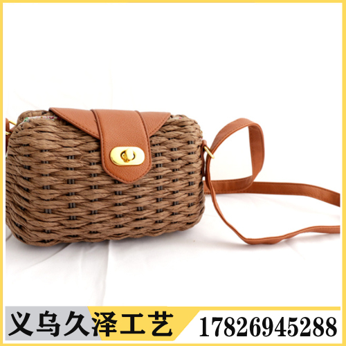 new foreign trade woven bag simple straw bag one shoulder crossbody dumpling type straw bag women‘s bag