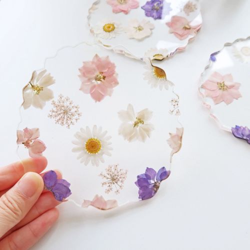 ins blogger‘s dried flower coaster acrylic insulation pad resin placemat plant epoxy home decoration amazon