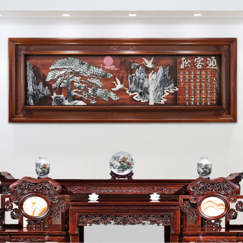 Wall Living Room Decorative Painting Middle Hall Hanging Painting Dining Room Living Room Jade Carving Painting Three-Dimensional Relief Painting Factory Direct Sales