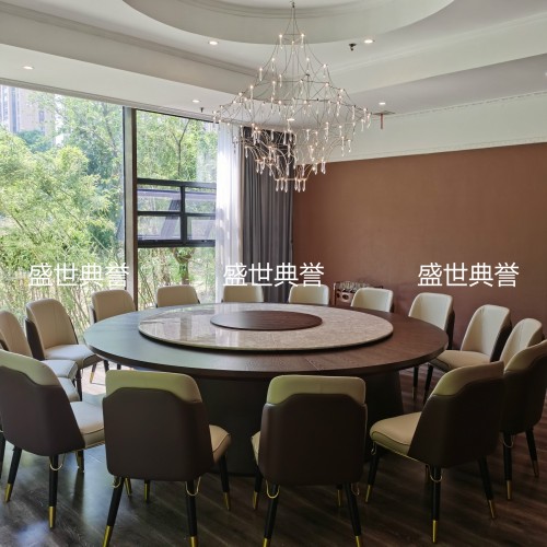 taizhou company internal business reception solid wood electric table club modern light luxury electric round table hotel solid wood table