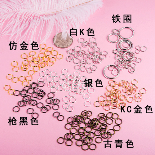 diy accessories open iron ring manual connection ring closed ring gold/silver/white k color/gun black bronze wholesale