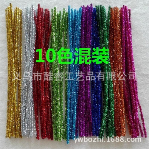 （Mixed Color Packaging 10 Colors * 10 Pieces） Sequins Wool Tops Onion Strips Paper Strip Metal Bright Twisted Stick