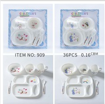 Infant tableware set divided dining plate fork spoon ringing water cup 6Piece set