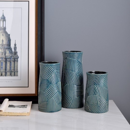 creative ice crack three-piece fashion simple ceramic vase home decoration ornaments