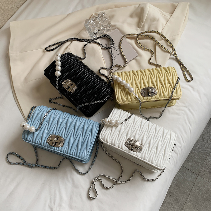 Bag Women's Bag 2021 New Embroidery Thread Chain Small Square Bag Korean Style Ins Fashion Simp