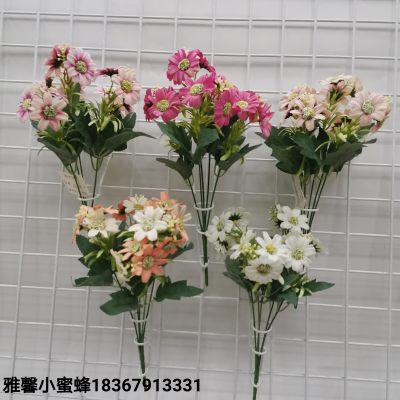 Home Decoration Bonsai Accessories Flower Arrangement with Balcony Set 5 Forks Happy Exquisite Chrysanthemum