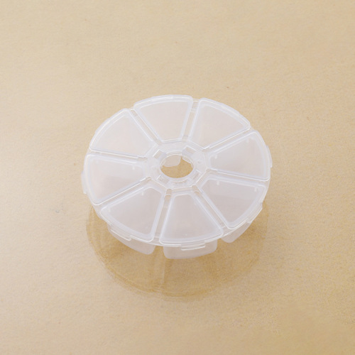 plastic round 8 grid fixed pill box beaded desktop storage diy nail earrings glass drill parts jewelry box