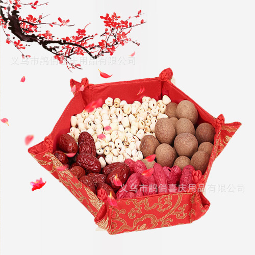 wedding supplies chinese wedding dragon and phoenix plate wedding props red rich red fabric fruit plate wedding candy box