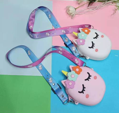 silicone children‘s bag fashion backpack holiday gift small bag cute unicorn coin purse girl messenger bag