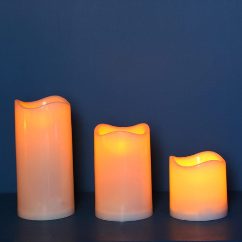 New Simulation Led Candle Plastic Material Cylindrical Candlestick Warm Yellow Light Set Decoration Electronic Candle