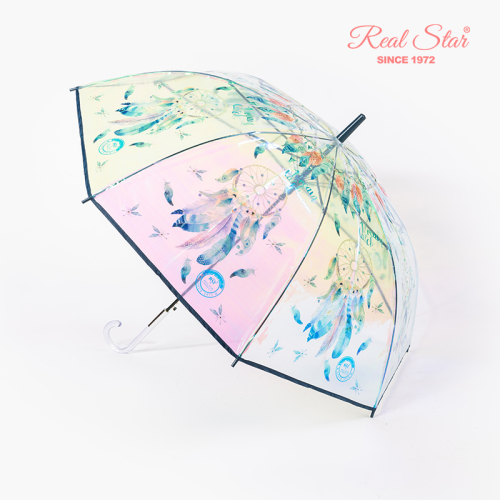 rst810-wc pu mengnet umbrella long handle crystal handle transparent umbrella colorful plastic umbrella wholesale