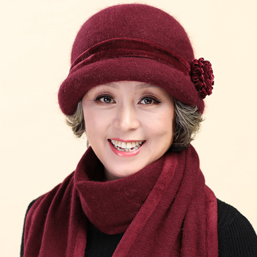 [hat hidden] hat for the elderly children old lady mother middle-aged and elderly hat winter rabbit fur knitted woolen cap