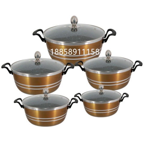 10-Piece Pot Set Soup Pot Set Non-Sti Pan Set an Aluminum Pot Set Liner Medical Stone Material Non-Sti Pan in Sto