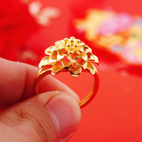 boutique japanese and korean fashion women‘s vietnam sand gold long-time non-fading multi-layer three-dimensional flower ring supply manufacturers wholesale