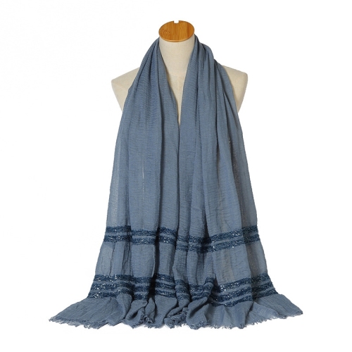cross-border aliexpress new monochrome bubble towel colorful silver silk striped fringe closed toe women‘s scarf headscarf shawl