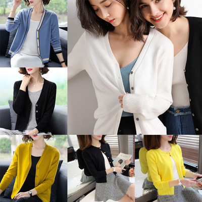 knitted sweater autumn and winter women‘s sweater thin cardigan foreign trade stall lady a variety of cheap knitted coat sweaters
