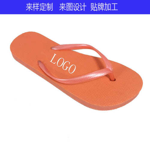 Printed Logo Pattern Orange Women‘s Beach Flip-Flops Flip-Flops Adult Advertising Slippers