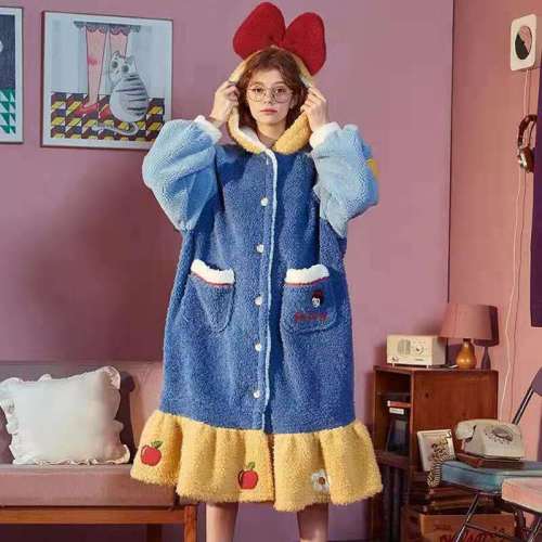 princess pajamas women‘s autumn and winter coral fleece thickened cute long nightgown flannel home wear manufacturer