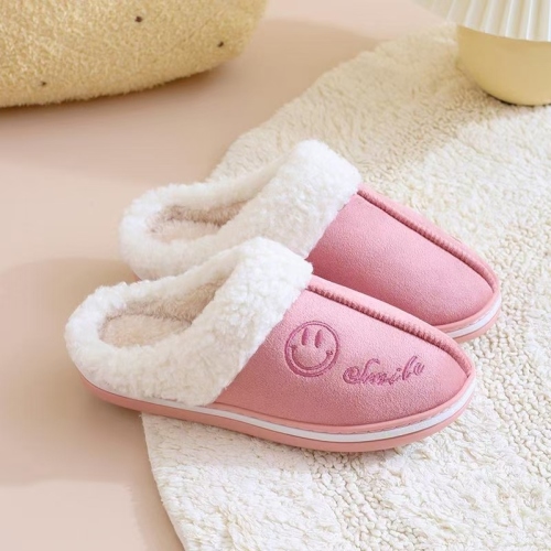 Smiling Face Couple Slippers Winter Indoor Non-Slip Home Men‘s Cotton Slippers Women‘s Cotton Slippers