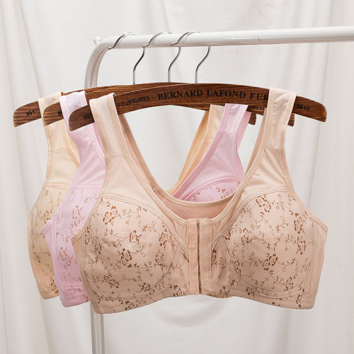 Front Buckle Mother Underwear Female Middle-Aged and Elderly Vest-Style Wireless Bra Large Size Big Cup Bra