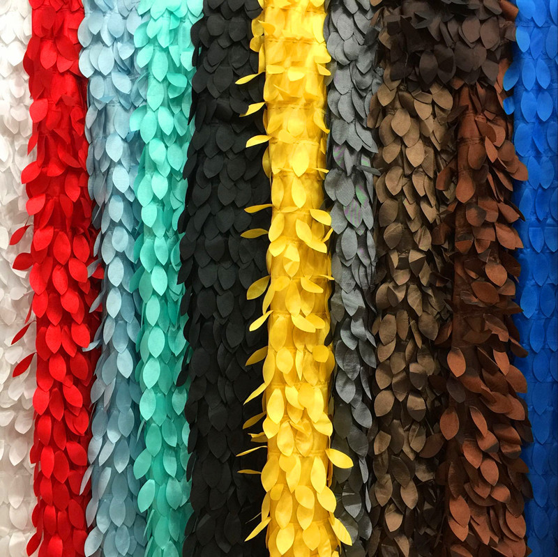 Chameleon Bilateral Leaves Stage Costume Curtain and Tablecloth Wedding Hotel Background Tassel Embr