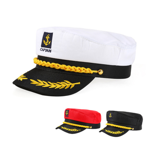 [hat hidden] european and american navy hat white foreign trade hat retro flat top military cap captain navy a sailor‘s cap