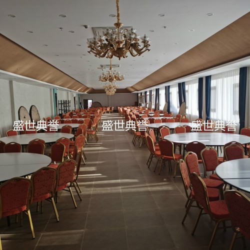 Huangshan Star Hotel Banquet Hall Dining Table and Chair Holiday Hotel Wedding Folding Table and Chair Hotel Conference Metal Steel Chair