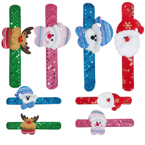 Christmas Decorations Children‘s Toys Christmas Bracelet Santa Claus Slap Bracelet Snowman Elk Snap Ring 