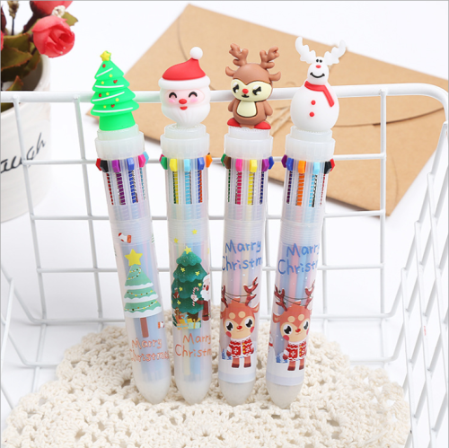 Christmas Ballpoint Pen Holiday Prize Gift Color Pencil Ins Hand Account Multi-Color Ballpoint Pen