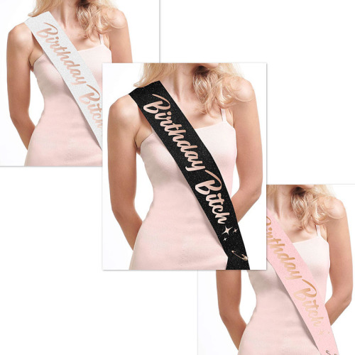 AliExpress Amazon Birthday Gathering Party Decorative Belt Ceremonial Belt Birthday White Pink Black Shoulder Strap