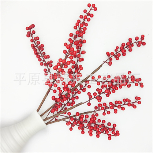 simulation red fortune fruit living room home decoration flower arrangement lucky red berry christmas fruit holly fruit