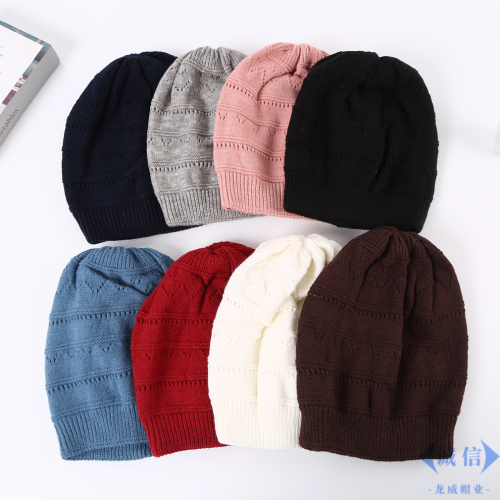 2021 new korean style double-layer knitted hat women‘s autumn and winter warm wool hat multi-color twist pullover hat