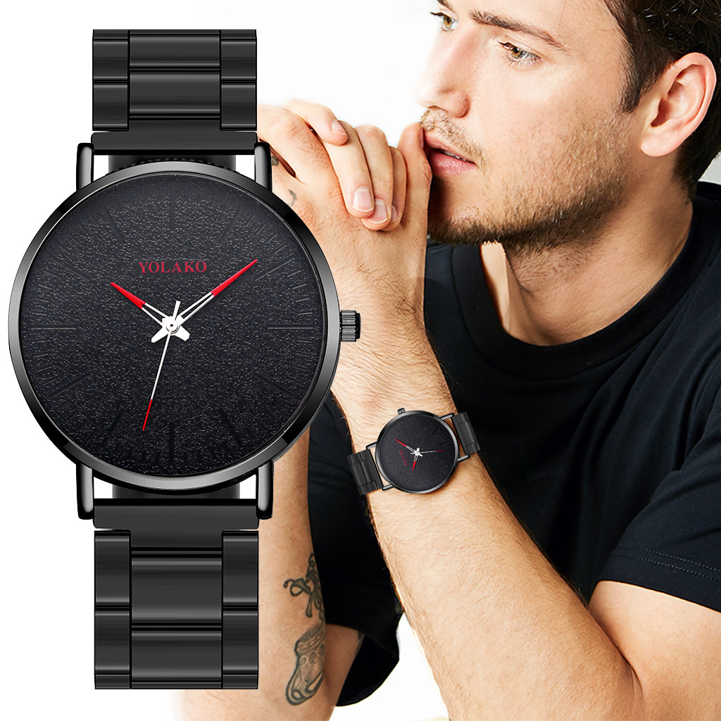 Foreign Trade Hot Sale Yolako Alloy Steel Belt Men's Watch Fashion Frosted Three-Pin Dial Men&#
